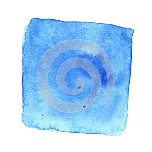 Blue wry watercolor square with stains