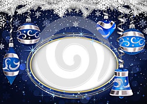 Blue Xmas Background with Christmas Decorations