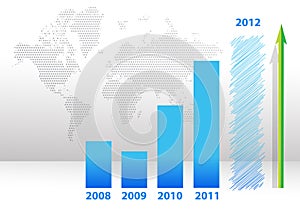 Blue years bar chart illustration design