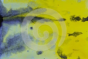 Blue yellow abstract watercolor background