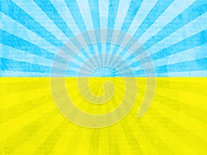 Blue and yellow background with star burst motif. Abstract background like flag of Ukraine.