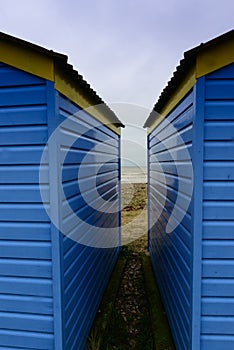 Blue and Yellow Beach Huts