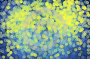 Blue and yellow bokeh abstract light background