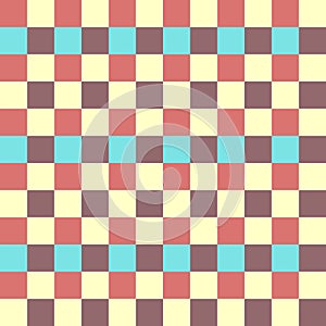 Blue Yellow Burgundy Scarlet Seamless French Checkered Pattern. Colorful Fabric Check Pattern Background. Classic Checker Pattern