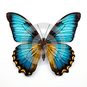 Blue And Yellow Butterfly Isolated On White - High Quality Ultra Hd