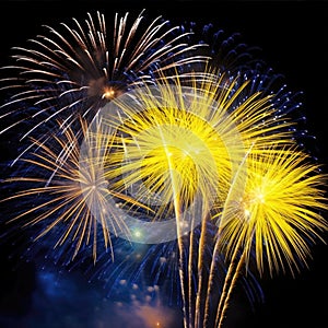 blue and yellow fireworks