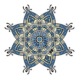 Blue and yellow floral mandala