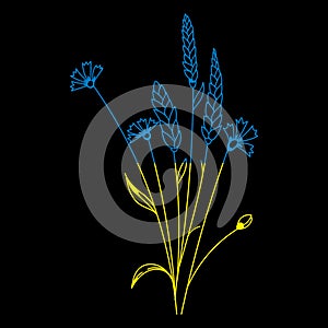 blue and yellow flower emblem Flag of Ukraine in the form of a bouquet of flowers The concept of peace in Ukraine