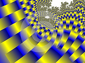 Blue yellow fractal geometries abstract background and texture photo