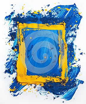 Blue and yellow frame, isolated white background