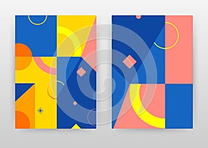 Blue yellow geometric shapes business background design for annual report, brochure, flyer, poster. Geometry abstract brochure