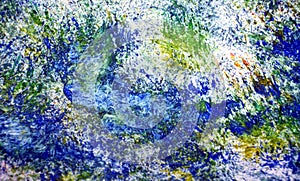 Blue yellow green white bright vivid spots romantic spots painting watercolor background, abstract painting watercolor background