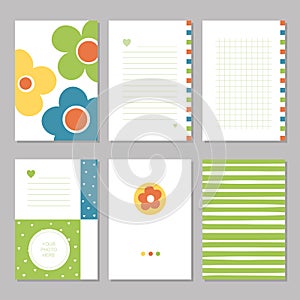 Blue, yellow and green spring flowers stationary pages