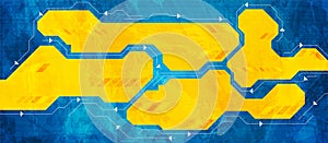 Blue yellow grunge hi-tech abstract background