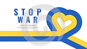 Blue and yellow heart pattern. Ribbon stop war concept. Ukrainian flag colors. Vector illustration