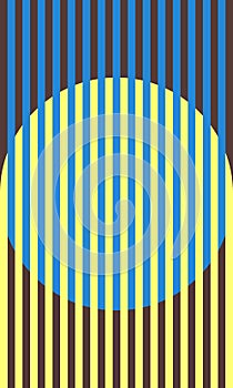 Blue and yellow lines intersect in a circle. Abstract background with Ukraine color