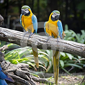 Blue and Yellow Macaw Parrot , Ara ararauna , also known as the Blue and Gold Macaw in Bangkok, Thailand