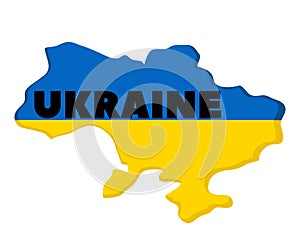 Blue and yellow map of Ukraine