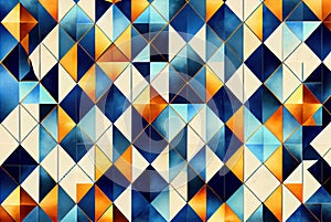 Blue and yellow mosaic pattern, geometric shapes abstract background