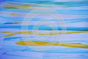 Blue yellow painting lines, abstract design