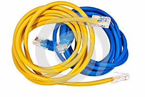 Blue and yellow patch cords.
