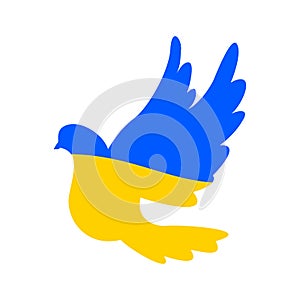 Blue-yellow peace dove. A symbol of peace. No war. Stop the war in Ukraine. Vector illustration EPS 10