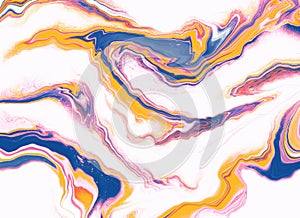 Blue, yellow and pink marble abstract watercolor background