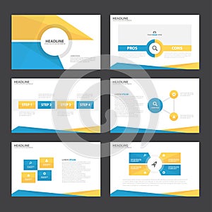 Blue yellow presentation templates Infographic elements flat design set for brochure flyer leaflet marketing