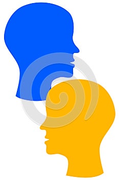Blue and Yellow profile head busts photo