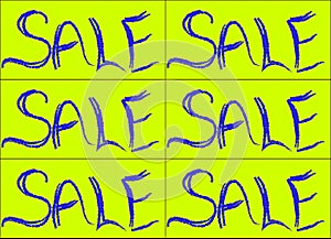 Blue and yellow sale signs background