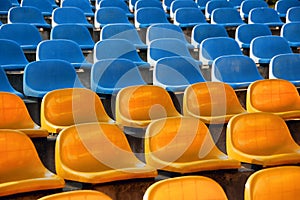 Blue and yellow seats