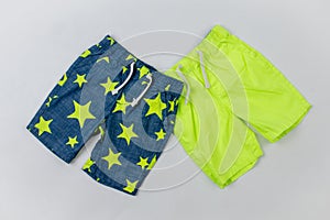 Blue and yellow shorts for swimming for men or children