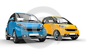 Blue And Yellow Small Cars