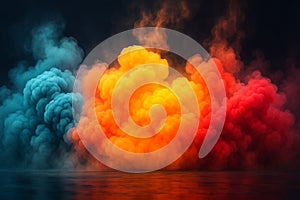 Blue and Yellow Smoke Cloud Explosion Effect