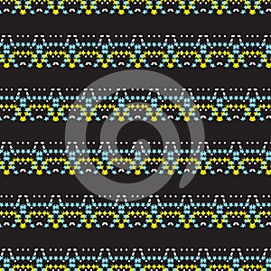 Blue yellow star with white dot pattern black background