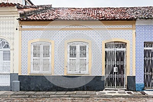 Blue and Yellow Tile Facade