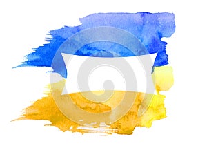 blue and yellow Ukrainian flag - handmade paper abstract with copy space, hope for Ukraine concept