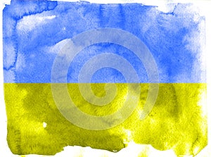 Blue and yellow Ukrainian flag watercolor pattern