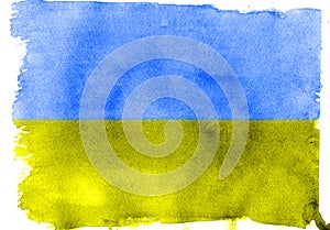 Blue and yellow Ukrainian flag watercolor pattern