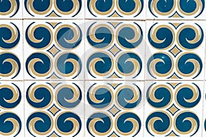 Blue, Yellow, White Patterned Portuguese Tiles