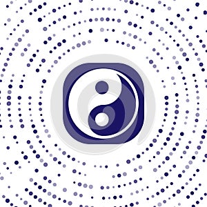 Blue Yin Yang symbol of harmony and balance icon isolated on white background. Abstract circle random dots. Vector