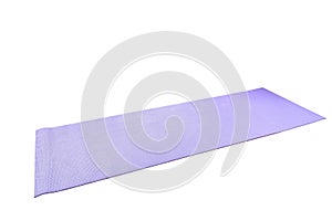 Blue yoga mat absorb for exercise arranging on white background