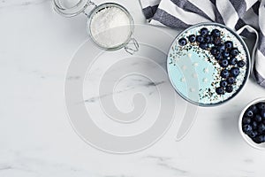 Blue yogurt smoothie bowl