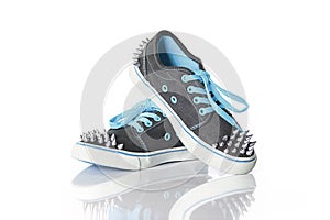 Blue young girl shoes with studs