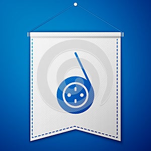 Blue Yoyo toy icon isolated on blue background. White pennant template. Vector