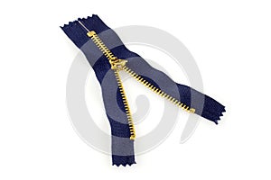 Blue zipper isolated