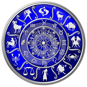 Blue Zodiac Disc with Signs and Symbols