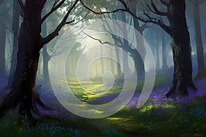 Bluebell forest magical. Generate Ai