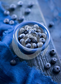 Blueberries in blue bowl