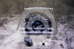 Blueberries in a clear container